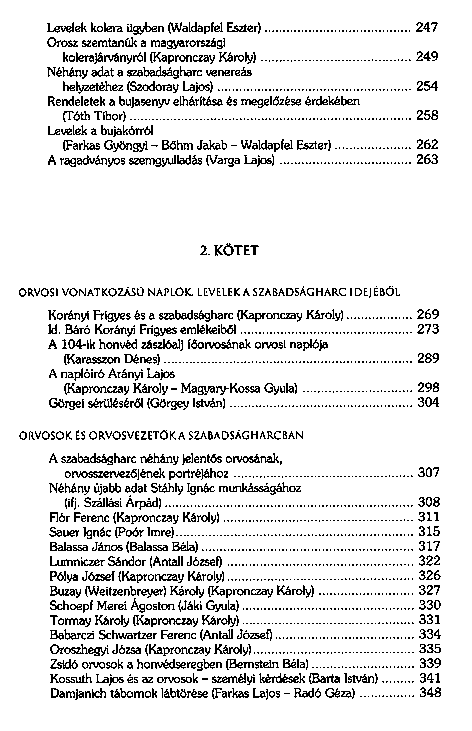 Az 1848–49-es szabadsgharc egszsggye s honvdorvosai