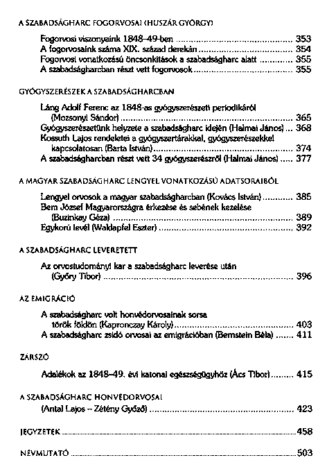 Az 1848–49-es szabadsgharc egszsggye s honvdorvosai