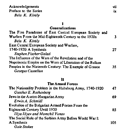 Essays on war and society in East Central Europe, 1740–1920