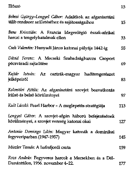 Vlogats a Hadtrtneti estk 2006 s 2010 kztt elhangzott előadsaibl