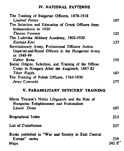 The East Central European officer corps 1740-1920s