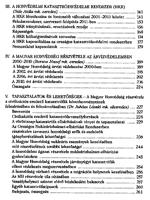 A Magyar Honvdsg kpessgei s a katasztrfaelhrts kihvsai 2000–2011
