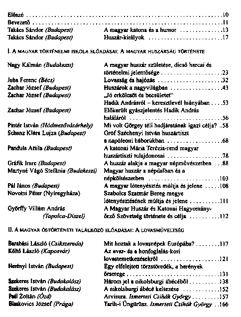 A magyar huszrsg trtnete ; A lovasmveltsg sajtossgai