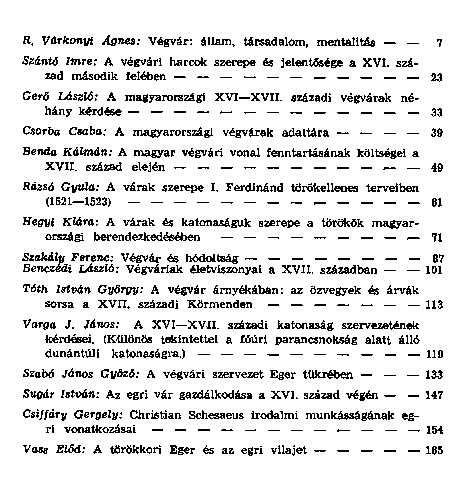 Magyarorszgi vgvrak a XVI–XVII. szzadban