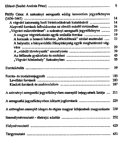 A szcsnyi seregszk jegyzőknyve : 1656–1661