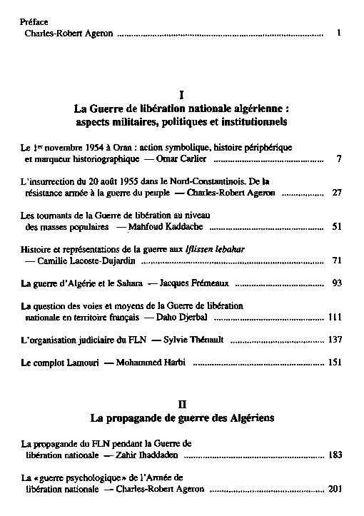 La guerre d'Algrie et les Algriens