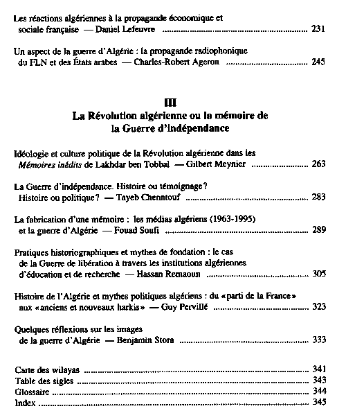 La guerre d'Algrie et les Algriens