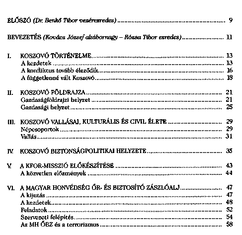 A Magyar Honvdsg kzremkdse Koszov vlsgkezelsben