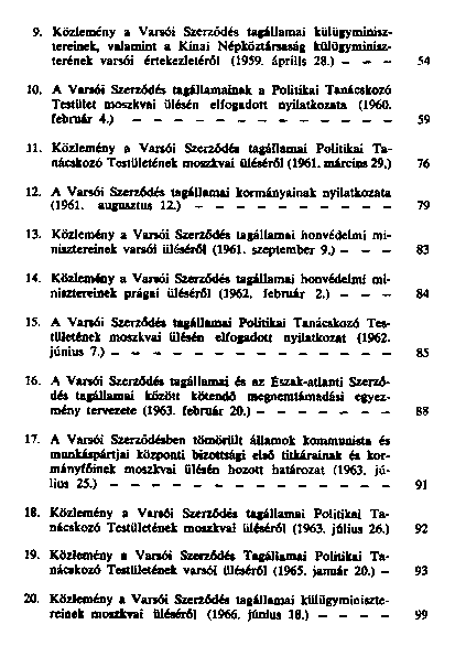 A Varsi Szerzds Szervezete : 1955–1975 : dokumentumok
