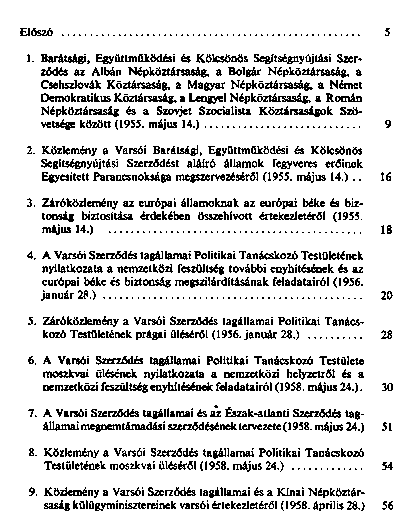 A Varsi Szerzds Szervezete : 1955–1980 : dokumentumok