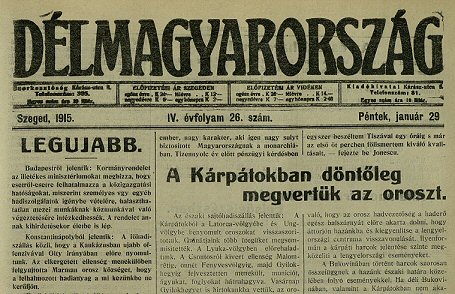 Egy tlzan optimista cm (Dlmagyarorszg, 1915. janur 29., p. 1.)