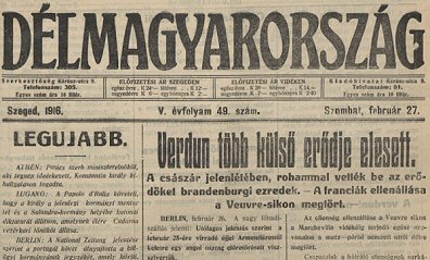 Biztat hrek nyugatrl (Dlmagyarorszg, 1916. februr 27., p. 1.)