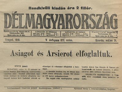 A Dlmagyarorszg rendkvli kiadsa 1916. mjus 31-n