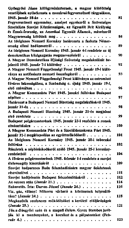 Dokumentumok Magyarorszg felszabadulsrl