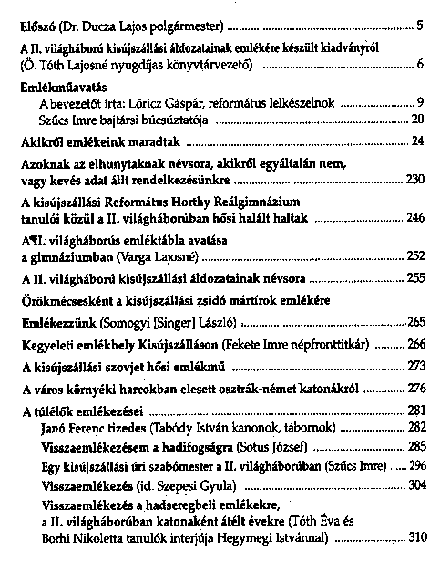Emlkknyv a II. vilghbor kisjszllsi ldozatairl