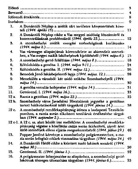 Forrsok a szombathelyi gett trtnethez