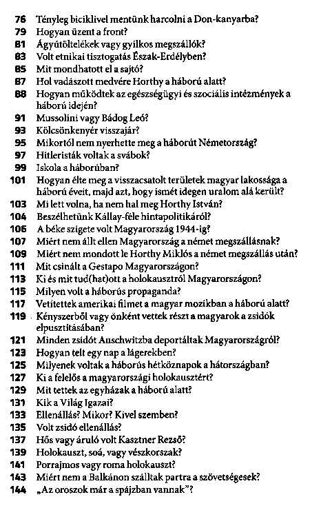 Magyarorszg a msodik vilghborban : krdsek s vlaszok