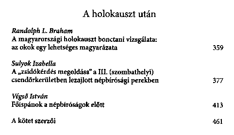 Tanulmnyok a holokausztrl