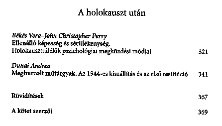 Tanulmnyok a holokausztrl