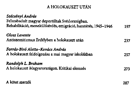 Tanulmnyok a holokausztrl