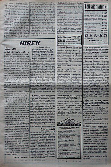 Szegedi Napló 1933. okt. 31., p. 7.