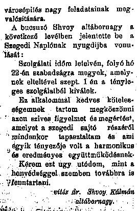 Shvoy Kálmán nyugdíjba megy