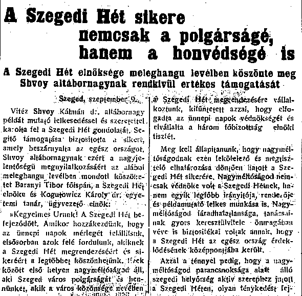 A Szegedi Hét sikere