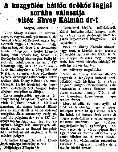 Shvoy a közgyûlés örökös tagja